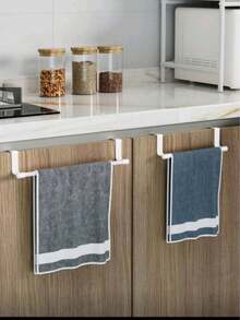 1pc Kitchen Sink Towel Rack Cabinet Door Hook, No-Drill Kitchen Cabinet Door Hanging Rack, Drawer Towel Rack, Available In Black/Silver/White - Silver - View 4