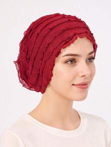 Mũ turban lưới bèo nhún cho nữ, khăn quấn đầu bèo nhún nhiều lớp co giãn mềm mại, nhẹ thoáng khí, dùng đeo hàng ngày - màu sắc - Xem 15