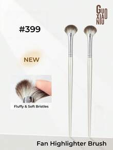 GUOXIAONIU Kuas Highlighter Kipas, Pengambilan Bedak Mudah & Pelepasan Bedak Merata, Perpaduan Sempurna, Kuas Makeup Serbaguna untuk Highlight, Contour & Blush, Membangun Kontur Wajah 3D dengan Kilauan Memukau - Emas Mawar #339 Bentuk Kipas - View 3