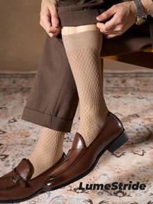 Men Crew Socks | Business & Everyday | Versatile Dress Socks | Comfortable Nylon | All-Match Style - Khaki - View 2