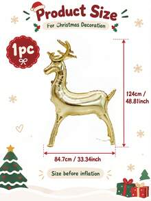 1pc Standing Platinum Large Deer Balloon, Suitable For Christmas, Winter Party, Indoor/Outdoor Holiday Decor & Home Decoration, Deer/Reindeer Theme Party, Photo Props - Multicolor - View 8