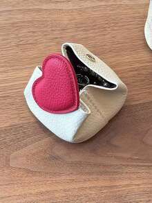 OBOVAY 1 buah Dompet Koin Berbentuk Hati dengan Gantungan Kunci, Cocok untuk Perjalanan Sehari-hari, Penyimpanan di Rumah, Bepergian dan Liburan, Dapat Menyimpan Koin, Kunci, Earphone, Perhiasan, Aksesori Penting - View 1