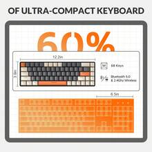 K68 60% Wireless Gaming Mechanical Keyboard, Dual Mode Bluetooth 5.0/2.4GHz With 2-In-1 Receiver, Compact 68-Key Hot Swappable Gaming Keyboard, Linear Red Switch For PC - View 4