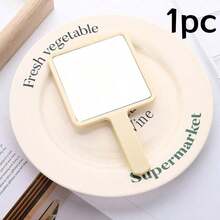 1pc Portable Handheld Makeup Mirror, Asymmetrical Creative Vanity Mirror, Small Mirror For Dorm Use - Gold - View 5
