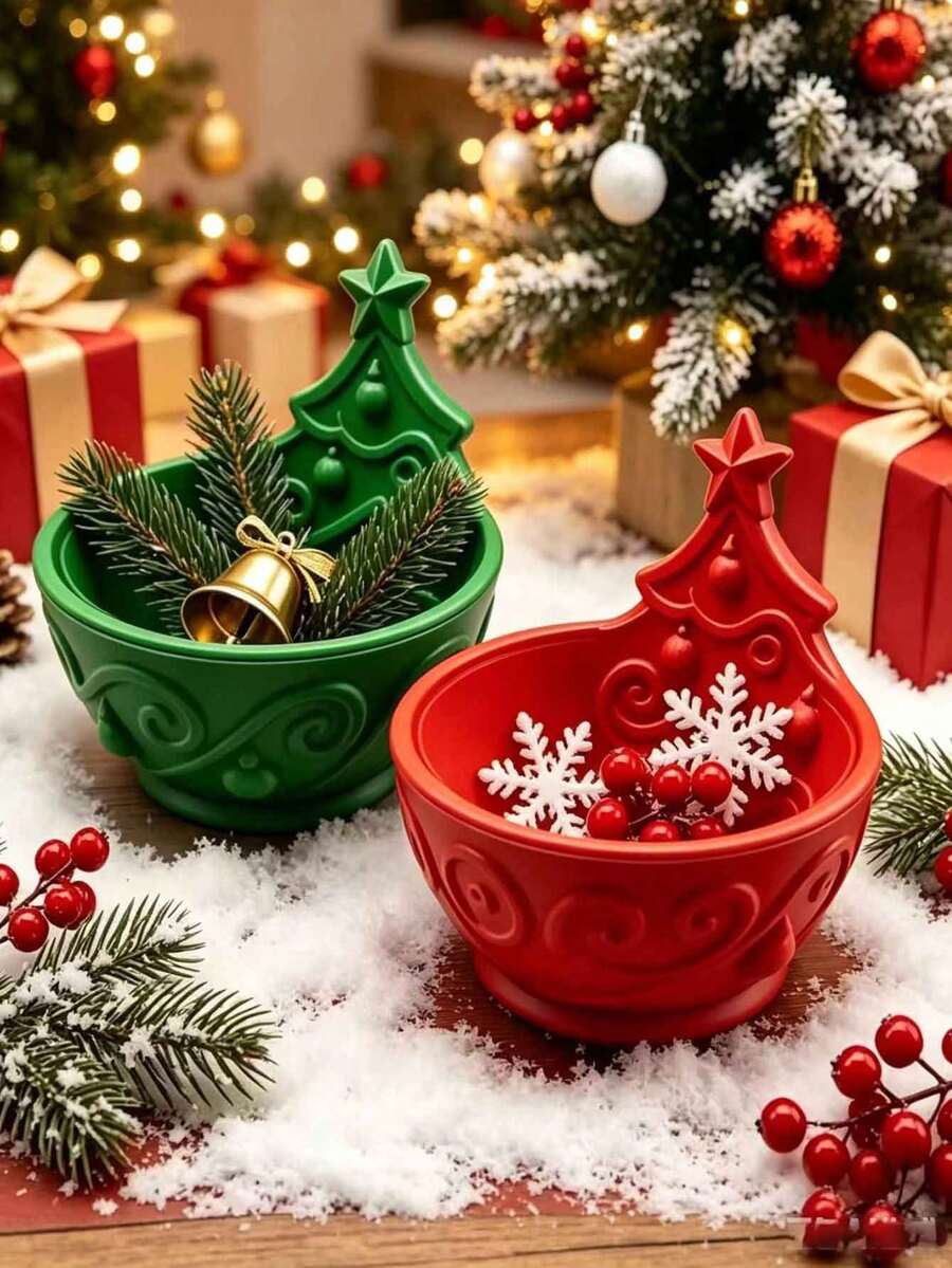 1 قطعة صندوق تخزين ديكور شجرة عيد الميلاد، صينية منظم مجوهرات عيد الميلاد، صندوق تخزين متعدد الوظائف لزينة عيد الميلاد - متعدد الألوان - مشاهدة 1