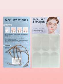 A Set Reusable Elastic Band Patch Set, Odorless, Includes 10 Patches And 4 Adjustable Elastic Bands, Suitable For Face, Chin, Makeup, Cosmetics, Party, Gathering And Dance, Facial Tape - Multicolor - View 5