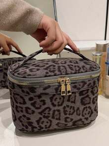 Women's Canvas Leopard Print Handheld Makeup Bag & Toiletry Storage Bag, Large Capacity Portable, Suitable As Birthday Gift For Girls And Working Women - Multiple Styles and Colors - View 14