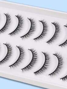 10 Pairs Complete False Eyelashes Transparent Style Faux Mink Lashes Natural Long Gift For Women - Black - View 3