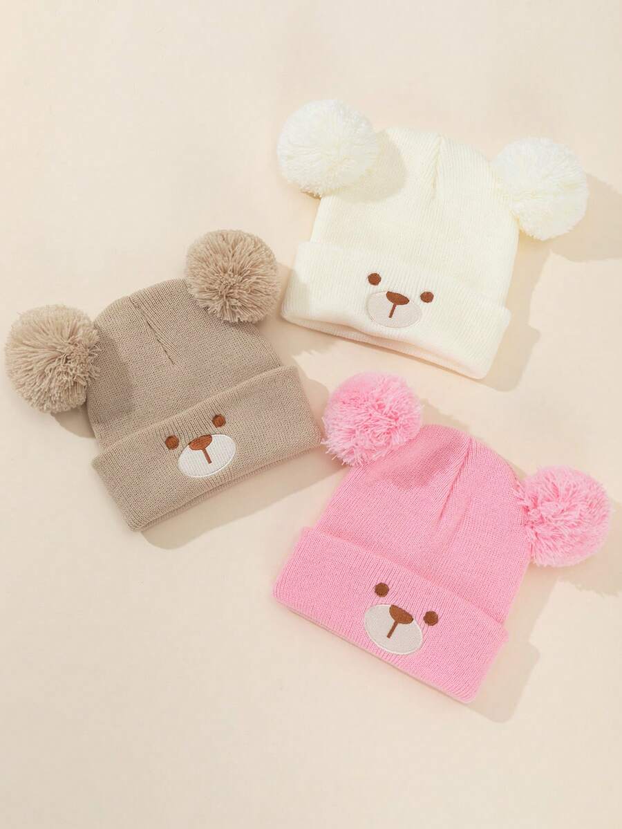 Winter Kids Knitted Hat Cute Bear Baby Beanie - 1PC - View 1