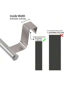 1pc Kitchen Sink Towel Rack Cabinet Door Hook, No-Drill Kitchen Cabinet Door Hanging Rack, Drawer Towel Rack, Available In Black/Silver/White - Silver - View 4
