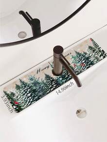 1pc Sink Faucet Absorbent Mat, Christmas Cedar Pattern, Drainage Mat, Suitable For Kitchen, Bathroom Sink, Countertop, Drainage Mat, Diatomaceous Earth Material, Trimmable, Quick-Dry Mat - Multicolor - View 14