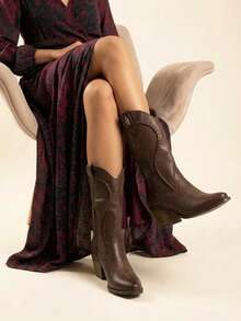 Women Mid-Calf Boots - Brown - View 3