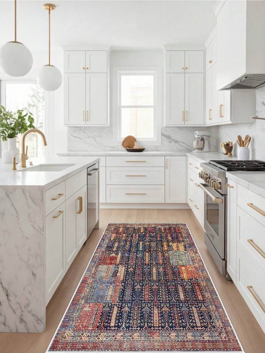 Digitally Printed Non-Slip Washable Runner And Area Rug Suitable For Living Room, Outdoor, Kitchen, Bedroom Carpet, Modern Design | Modern, Scandinavian, Bohemian And Classic Styles | 100% Polyester - Light Grey - View 1