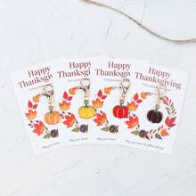 4pcs/8pcs Pumpkin & Thanksgiving Greeting Card Keychain Set, Suitable For Bags/Backpacks/Car Keychains/Daily DIY Decor, Ideal For Thanksgiving/Halloween/Daily Gifts/Holiday Parties - Multicolor - View 3