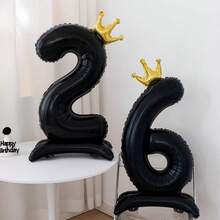 42-Inch Giant Number Foil Balloon, Standing Balloon With Crown, Birthday Party Decoration Balloon - View 3