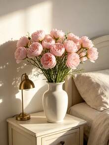 1/2 Bouquet Of Silk Peony Flowers, Pink Artificial Roses, 21 Pieces Of Artificial Peony Flowers, Suitable For Home Decor, Wedding, Tabletop, Bridal Party, Valentine's Day, Birthday Gift, Graduation - Pink - View 9