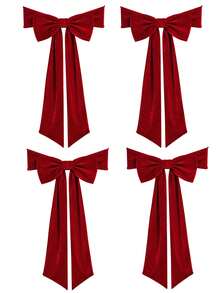 1pc/2pcs/4pcs Large Bow Chair Back Decor Ribbon, Elastic Stretchable Chair Back Ribbon, Wedding Banquet Restaurant Chair Bow Decoration, Christmas Holiday Party Home Kitchen Dining Room Chair Decor Accessories - Multicolor - View 9