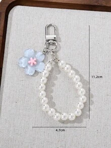 1pc/3pcs Sweet Cute Flower Pendant Faux Pearl Keychain Phone Strap Bag Earphone Case Charm Anti-Lost Hanging Decoration Suitable As Gift For Friends - Keychain - View 5