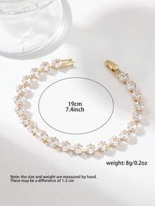 White Gold-Plated Delicate Versatile Bracelet - White - View 4