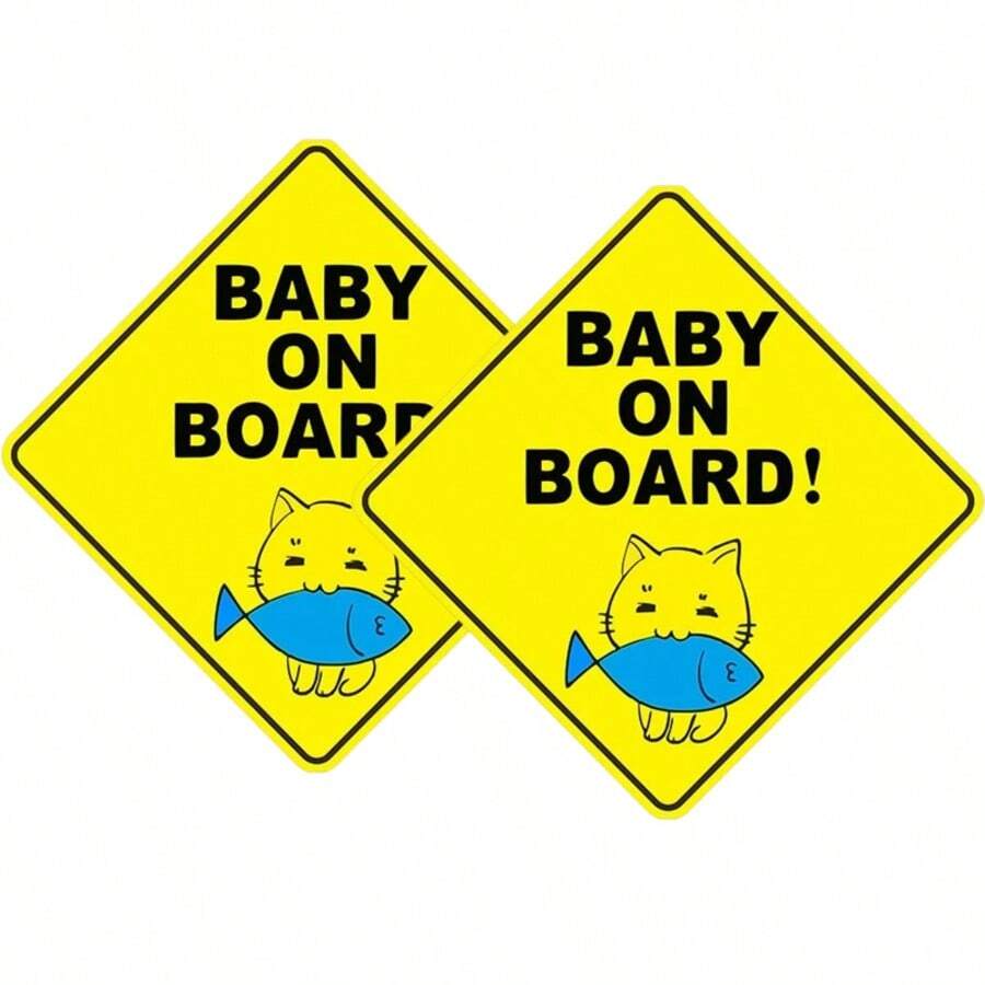 2pcs "Baby On Board" Car Stickers, Self-Adhesive Vehicle Decals, Easy To Install, Waterproof - Multicolor - View 1