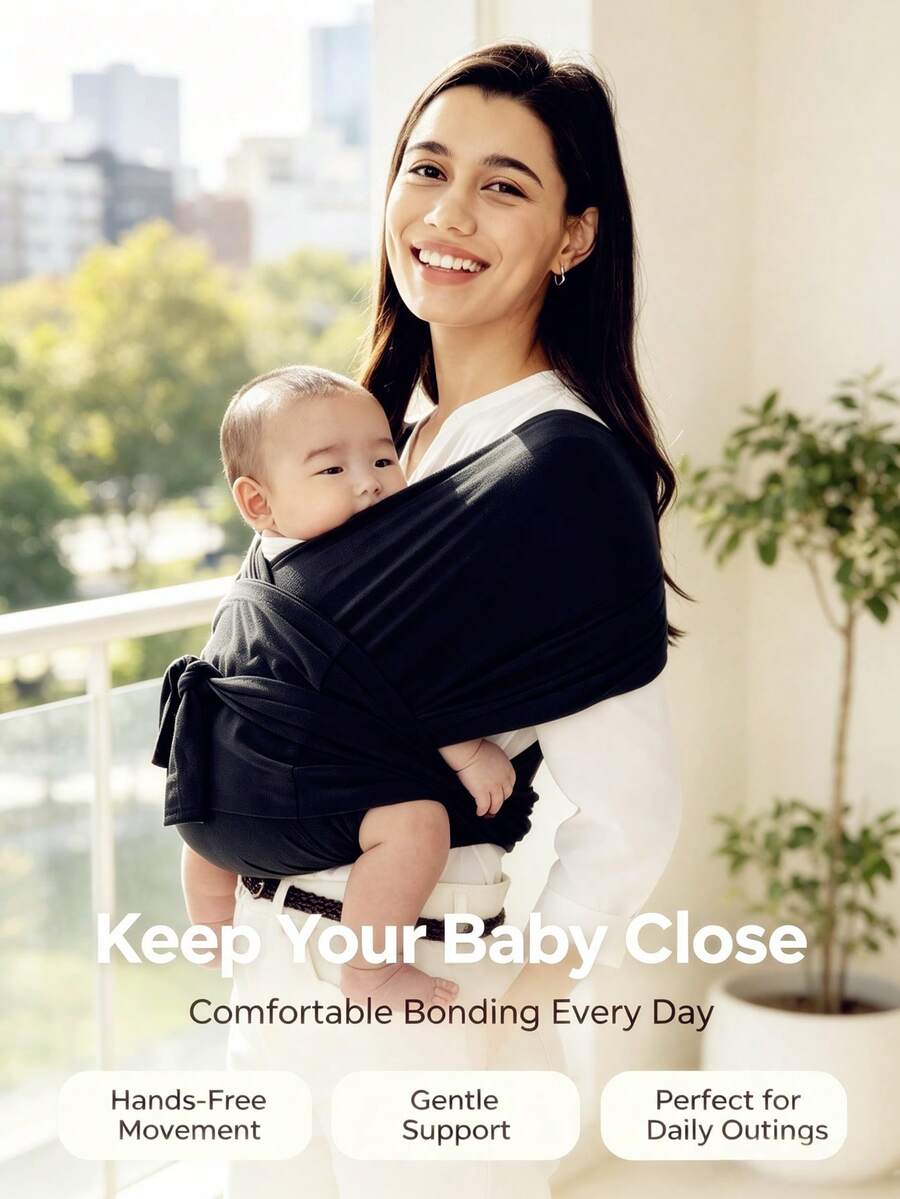 LELE LON 柔軟透氣嬰兒背巾 新生兒包裹式臀座 針織布料嬰兒背帶 育兒背帶 X型嬰兒背巾