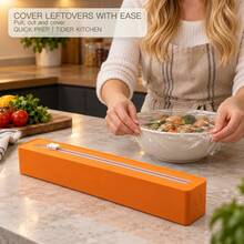 1pc Refillable Plastic Wrap Dispenser With Slide Cutter And Suction Cup Base, Countertop Cling Film, Aluminum Foil And Parchment Paper Organizer, Clean Straight Cuts, Kitchen Food Storage Tool, 4 Colors - View 9