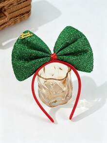 1件女款聖誕亮片蝴蝶結髮箍，Merry Xmas字母裝飾髮箍，節日派對角色扮演髮飾 - 彩色 - 查看 13