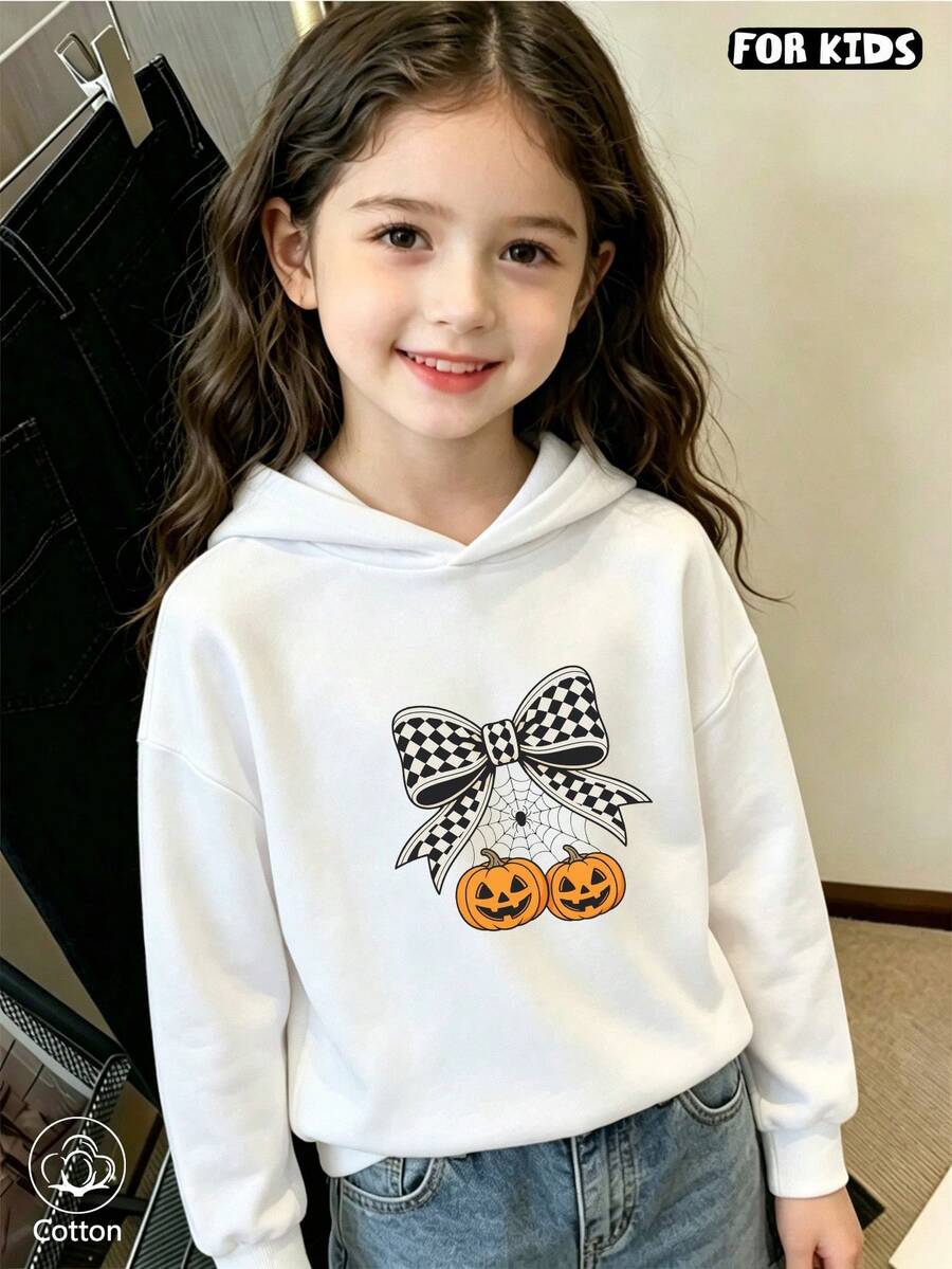 Children's Hoodie: Cute Cartoon Style, Loose Fit, Made Of Comfortable And Breathable Pure Cotton Fabric, Suitable For Daily Wear In Autumn And Winter - White - View 1