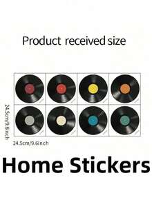 1/5/8/12/13-Piece Set: 8.7-Inch Waterproof Vinyl Record-Style Flat Wall Decals – 2D Retro Vinyl Record Designs With DJ Music Themes – Suitable For Home Decor In Bedrooms, Living Rooms, Entryways, And More. - Multicolor - View 17
