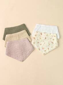 5pcs Fine Cotton Baby Triangle Bibs With Adjustable Snap Buttons, Suitable For Teething Newborns - Multicolor - View 2