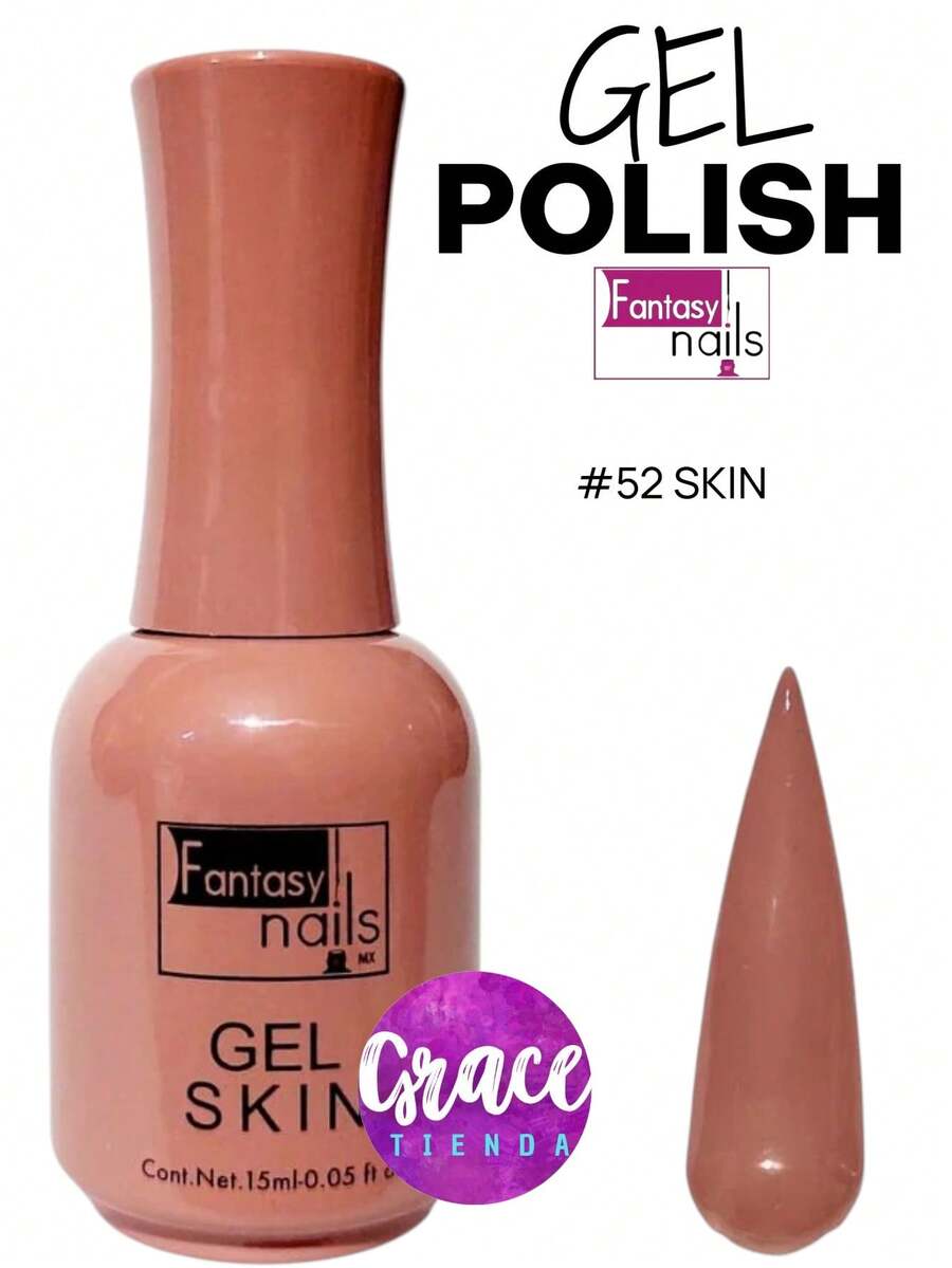#52 SKIN-15ml Gel Polish Semipermanente 3 Pasos Fantasy Nails aplicacion de gelish uso profesional UV - rosa desnudo - Ver 1