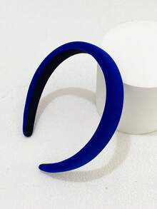 1pc 2cm Wide Royal Blue Velvet Sponge Headband, Fashionable Vintage High-Crown Headband, Suitable For Daily Wear - Royal Blue - View 6