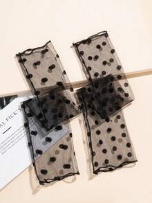 1 Pair Vintage Polka Dot Mesh Sleeve Covers, Sheer Ruched Long Arm Sleeves, Atmospheric Outfit Decorative Arm Warmers - Multicolor - View 4