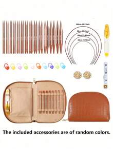 49pcs Aluminum Round Knitting Needle Set With Ergonomic Handles, Storage Box And Accessories, Suitable For Small DIY Projects - Multi-color - View 3