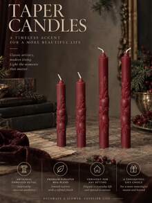 1pc Vintage Red Embossed Tapered Candle With 3D Fruit And Leaf Pattern, Creating Romantic Christmas Winter Atmosphere, Suitable For Holiday Decoration, Elegant Gift, Candlelight Dinner And Party, Adding Warmth To Home Decor For New Year Season - Multiple Styles - View 6