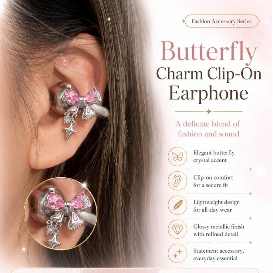 Arvin Bluetooth Earphone Decorative Clip Compatible With Huawei FreeClip 2, Shokz OpenDots-ONE, TOZO Open-EarRing, Slim C-Bridge OWS (Earphones Not Included, Decorative Clip Only)