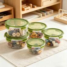 8pcs(4 Box+4 Lids) Multi-Size Combination Transparent Purple-Green Food Storage Containers - Kitchen Storage Boxes For Vegetables And Fruits, Microwave Round Lunch Boxes, Suitable For Cafeteria, Camping, Picnics - Multicolor - View 9