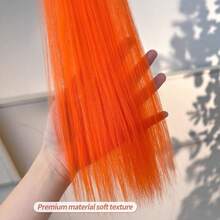 1pc Colorful Highlight Hair Extension Piece For Women, Ear-Loop Design, Long Straight Feather Hair Extensions, Thin Seamless Clip-In Hair Piece - Black - View 8