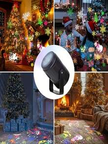 1 buah Lampu Proyektor Natal, Proyektor Pola Natal LED, 16 Pola - Permen, Santa, Rusa Kutub, Pohon Natal; Lampu Malam Berputar Dinamis untuk Dekorasi Natal; Ditenagai USB; Ideal untuk Rumah, Pesta, Natal, Musim Dingin, dan Dekorasi Ruangan. - Casing hitam - View 6