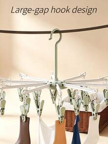 1-Pack (20-Clip) Retractable Hanger – Space-Saving Organizer For Children's Closets; Suitable For Nurseries, Kids' Rooms, Bedrooms, Offices, And For Organizing Teen Clothing, Closets, And Drying Racks. - View 1