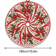 1件裝扭曲糖果棒餅乾圖案聖誕樹裙，優雅配色節日裝飾，5種尺寸，中性節日禮物，適用於居家與派對聖誕裝飾 - 扭紋拐杖糖餅乾 - 查看 14