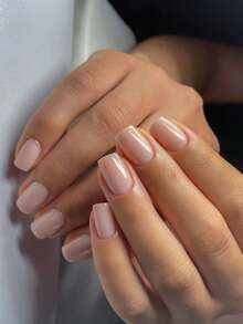 24pcs Light Pink Square Short Classic Minimalist French Style Full Coverage Press-On False Nails To Enhance Your Look Suitable For Party, Date And Back To School Daily Wear - Baby Pink - View 6