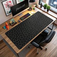1pc Grey & Black Leopard Print Extended Mouse Pad, Large Gaming & Office Desk Mat, Suitable For Keyboard And Mouse, Dark Non-Slip Computer Pad, Men's Desktop Accessory Gift - View 1
