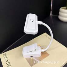 DO AS YOU WISH Rechargeable LED Clip-On Reading Light, 360° Adjustable Flexible Lamp Arm, Supports White/Warm/Warm White Light Switching, Suitable For Night Reading, Bedside Learning, Desktop Use - 1-pack - View 4