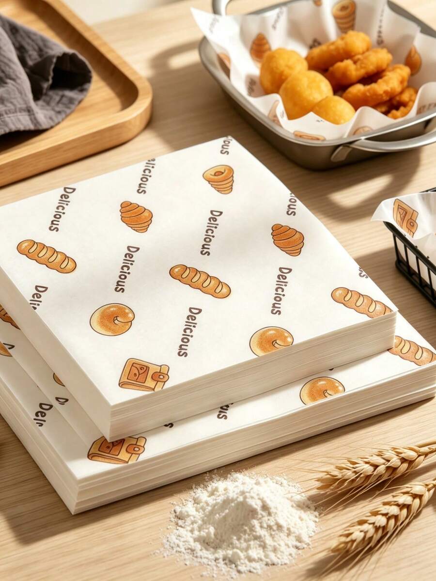 300pcs Pre-Cut Non-Stick Baking Paper, Food Basket Liners, 100/200pcs Grease-Proof Food Container Liners, Suitable For BBQ, Picnic, Party, Holiday - View 1
