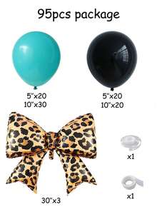 95pcs Lake Blue Black Leopard Print Bow Balloon Garland Arch Kit-Large ...