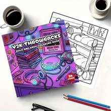 1pc Cozy Y2K Coloring Book | Cute 90s, 2000s Retro Nostalgic Aesthetic Pop Culture, Bold & Simple Coloring Pages, Perfect Gift For Birthday, Halloween, Christmas And Other Holidays - Single Piece - View 11