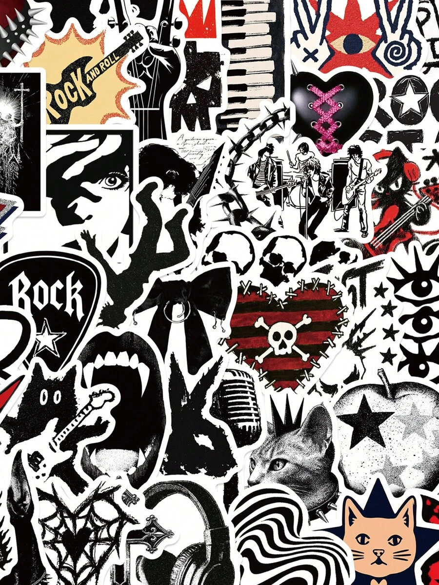 50pcs Punk Subculture Stickers For Decorating Planner, Diary, Scrapbook, Notebook, Luggage, Envelope, Greeting Card, Tablet, Water Bottle - Multicolor - View 1