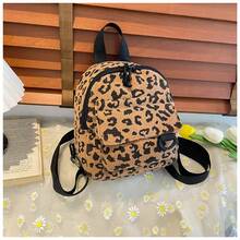 1pc Autumn/Winter Corduroy Leopard Print Mini Backpack, Outdoor Casual Small Backpack, Fashion Leopard Print Corduroy Backpack, College Style Travel Bag - Leopard Print - View 15