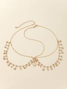 1pc Women's Beach Party Music Festival Bohemian Style Rhinestone Gold Coin Tassel Decorated Head Chain - Multicolor - View 5